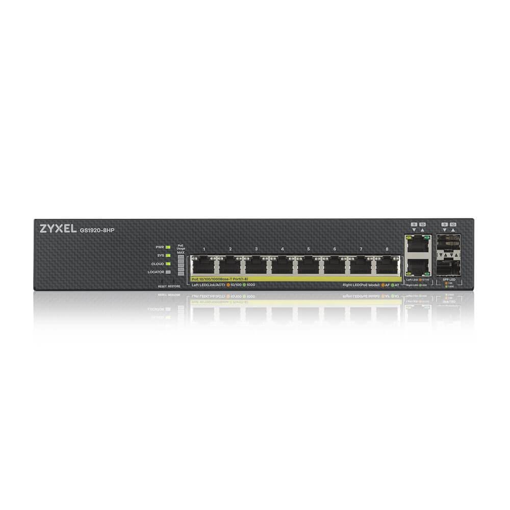 ZyXEL GS1920-8HPV2 Managed Switch Gigabit Ethernet PoE Black