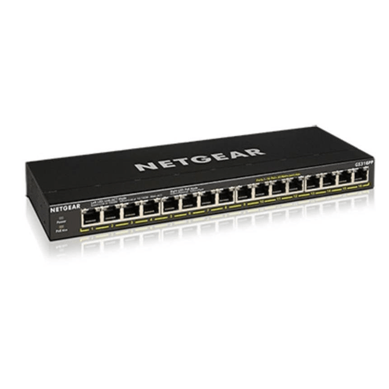 Netgear GS316PP Unmanaged Switch Gigabit Ethernet PoE Black GS316PP-100EUS