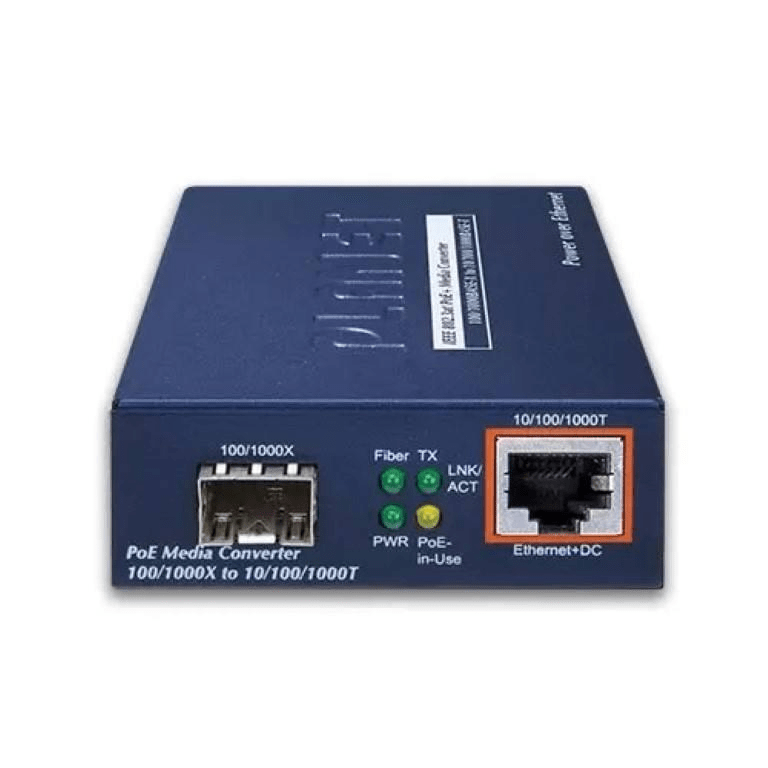 Planet GTP-805A 100/1000X to 10/100/1000T 802.3at PoE+ Media Converter - SFP, mini-GBIC