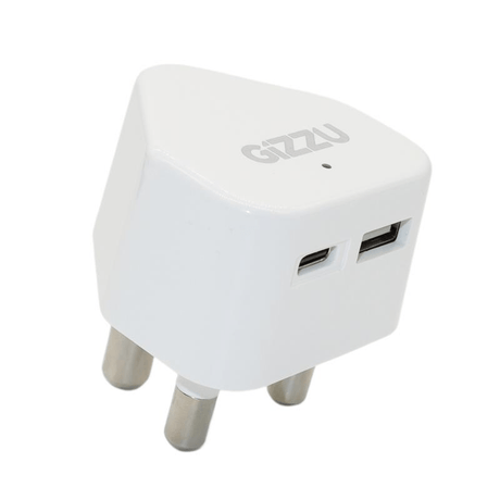 Gizzu Wall Charger Type C 20 USB SA 3 Prong White - GWCUC20W