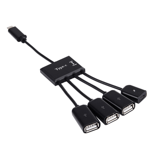 Tuff Tech Usb Tuff-Luv Portable 4 in 1 USB Type-C to 3 Ports USB 2.0 OTG HUB Cable ...