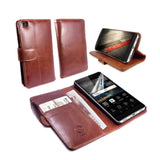Tuff-Luv Leather Wallet Case Cover for Huawei Ascend P8 Brown H8_55