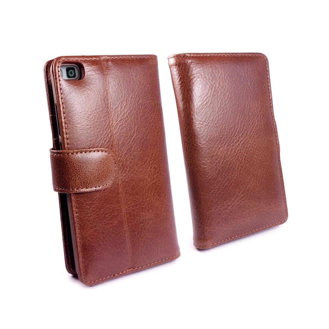 Tuff-Luv Leather Wallet Case Cover for Huawei Ascend P8 Brown H8_55