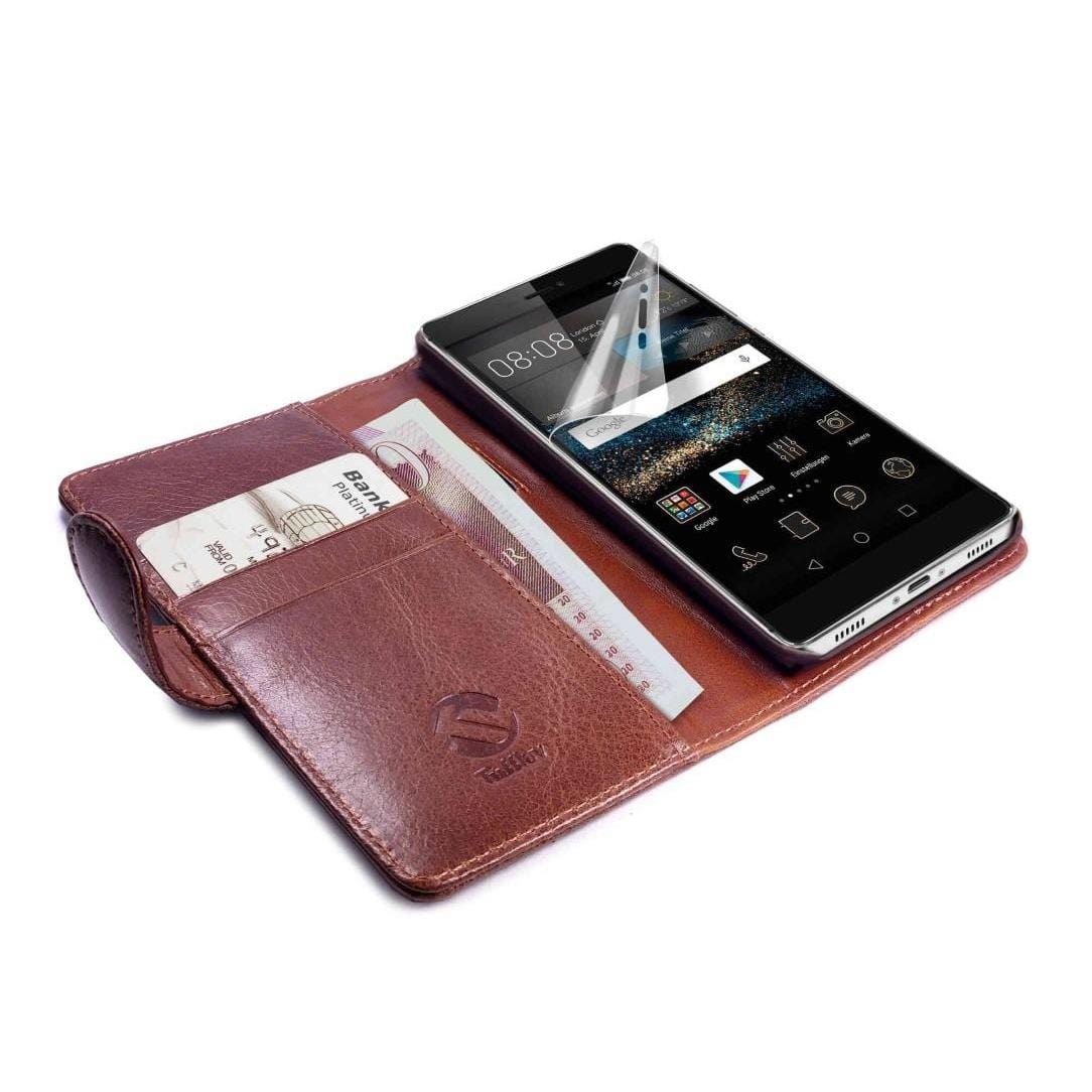 Tuff-Luv Leather Wallet Case Cover for Huawei Ascend P8 Brown H8_55