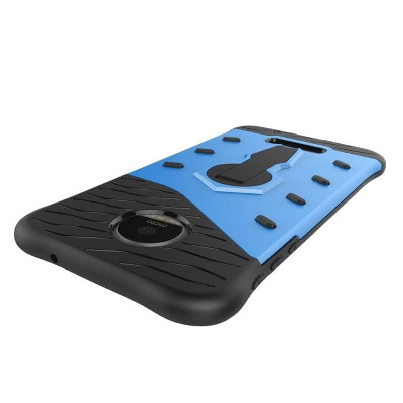 Tuff-Luv Dual Armour Layered Case and Stand for Motorola Moto Z/Droid Blue I11_32