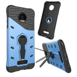 Tuff-Luv Dual Armour Layered Case and Stand for Motorola Moto Z/Droid Blue I11_32