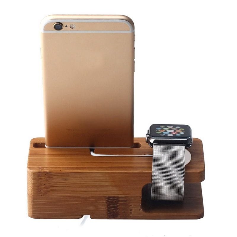 Tuff-Luv Bamboo Wood Charging Stand for Apple Watch 1/2 & iPhone 5S 5C 6 6S I13_82