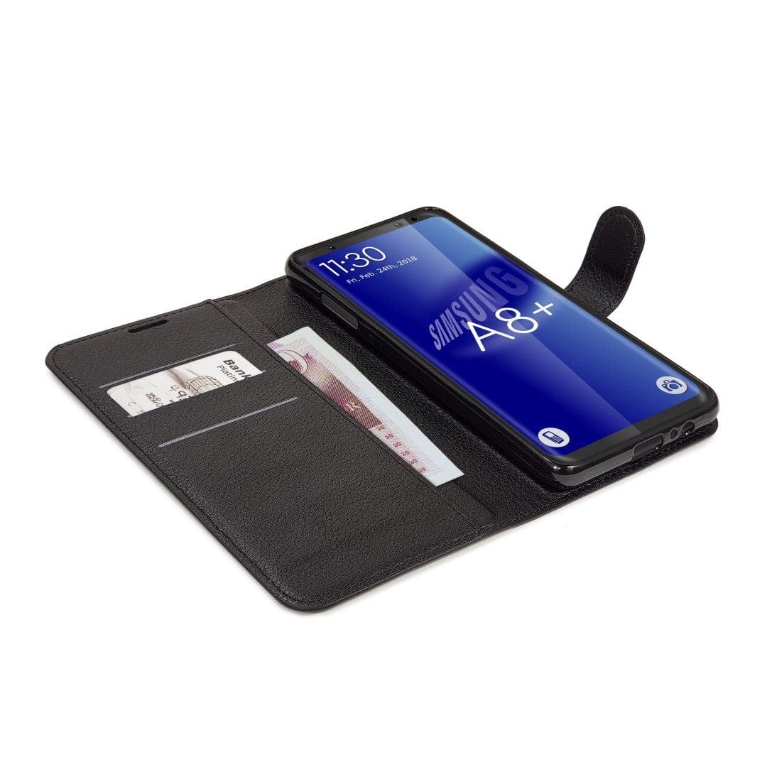 Tuff-Luv Genuine Leather Folio Wallet Case & Stand for Galaxy A8 Plus Black I2_112