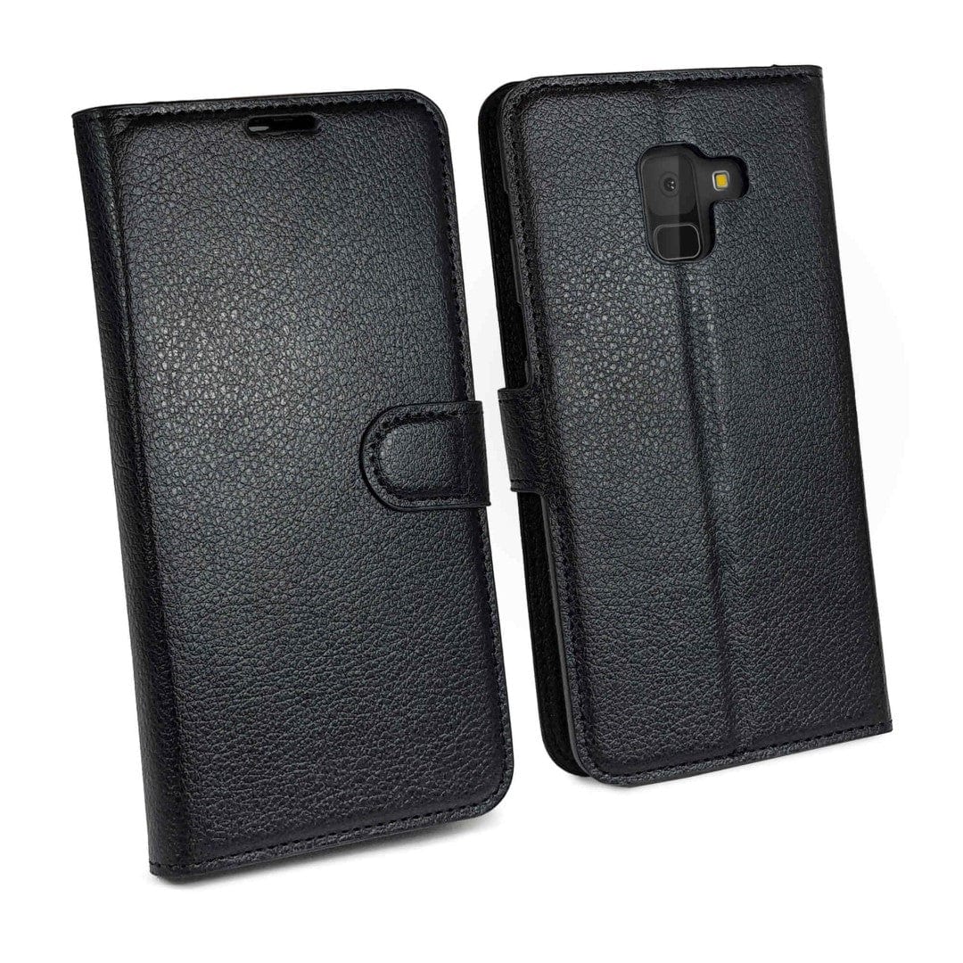 Tuff-Luv Genuine Leather Folio Wallet Case & Stand for Galaxy A8 Plus Black I2_112