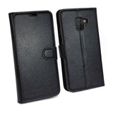 Tuff-Luv Genuine Leather Folio Wallet Case & Stand for Galaxy A8 Plus Black I2_112