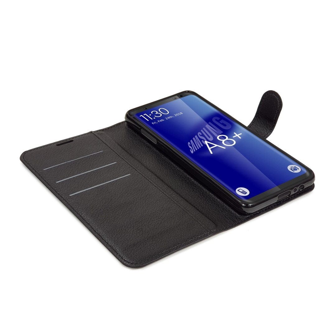 Tuff-Luv Genuine Leather Folio Wallet Case & Stand for Galaxy A8 Plus Black I2_112