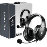 MSI IMMERSE GH20 Gaming Headset 'Black with Iconic Dragon Logo, Wired Inline controller and jack with splitter cable, 40mm Neodymium Drivers, Unidirectional Mic, PC and Cross-Platform Compatibility’