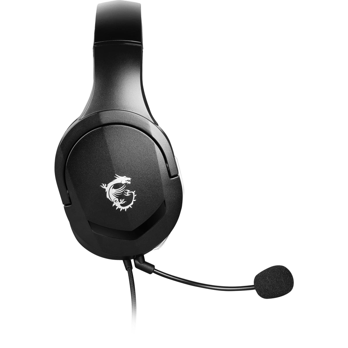 MSI IMMERSE GH20 Gaming Headset 'Black with Iconic Dragon Logo, Wired Inline controller and jack with splitter cable, 40mm Neodymium Drivers, Unidirectional Mic, PC and Cross-Platform Compatibility’