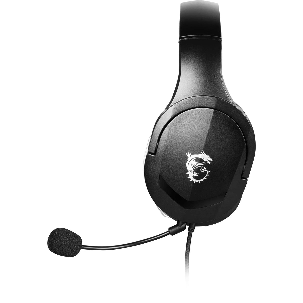 MSI IMMERSE GH20 Gaming Headset 'Black with Iconic Dragon Logo, Wired Inline controller and jack with splitter cable, 40mm Neodymium Drivers, Unidirectional Mic, PC and Cross-Platform Compatibility’