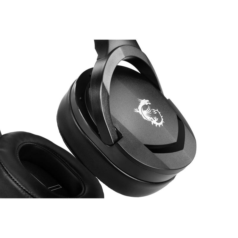 MSI IMMERSE GH20 Gaming Headset 'Black with Iconic Dragon Logo, Wired Inline controller and jack with splitter cable, 40mm Neodymium Drivers, Unidirectional Mic, PC and Cross-Platform Compatibility’