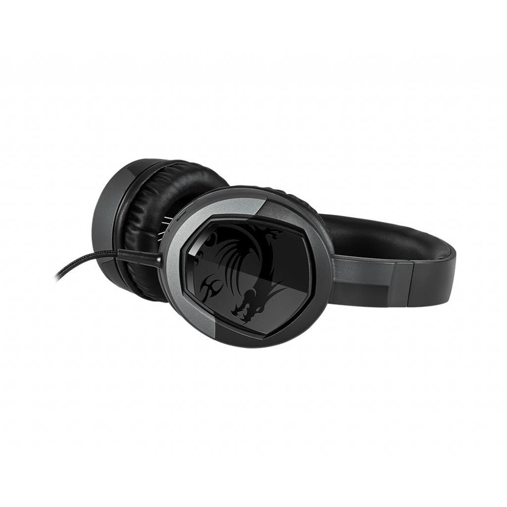 MSI IMMERSE GH30 V2 Gaming Headset 'Black with Iconic Dragon Logo, Wired Inline Audio with splitter accessory, 40mm Drivers, detachable Mic, easy foldable design'