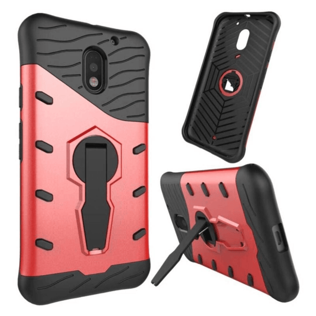 Tuff-Luv Dual Armour Layered Case and Stand for Motorola Moto E 3rd Gen Red J11_35