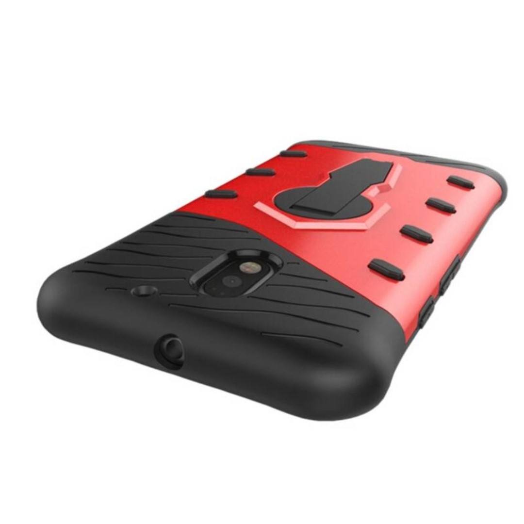 Tuff-Luv Dual Armour Layered Case and Stand for Motorola Moto E 3rd Gen Red J11_35