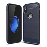 Tuff-Luv Brushed Carbon Fiber Style TPU Cover Case for iPhone X/XS Navy Blue J13_24