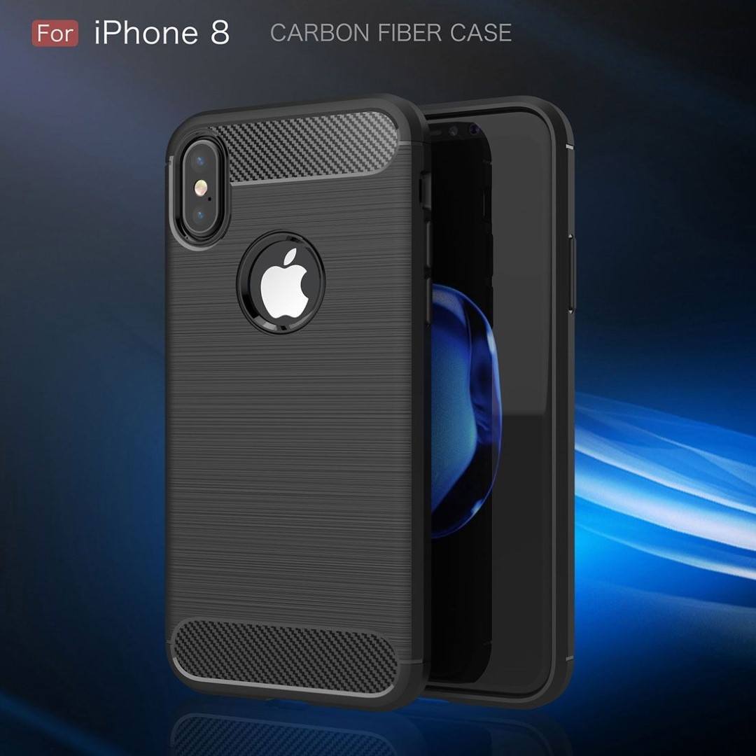 Tuff-Luv Brushed Carbon Fiber Style TPU Cover Case for iPhone X/XS Navy Blue J13_24