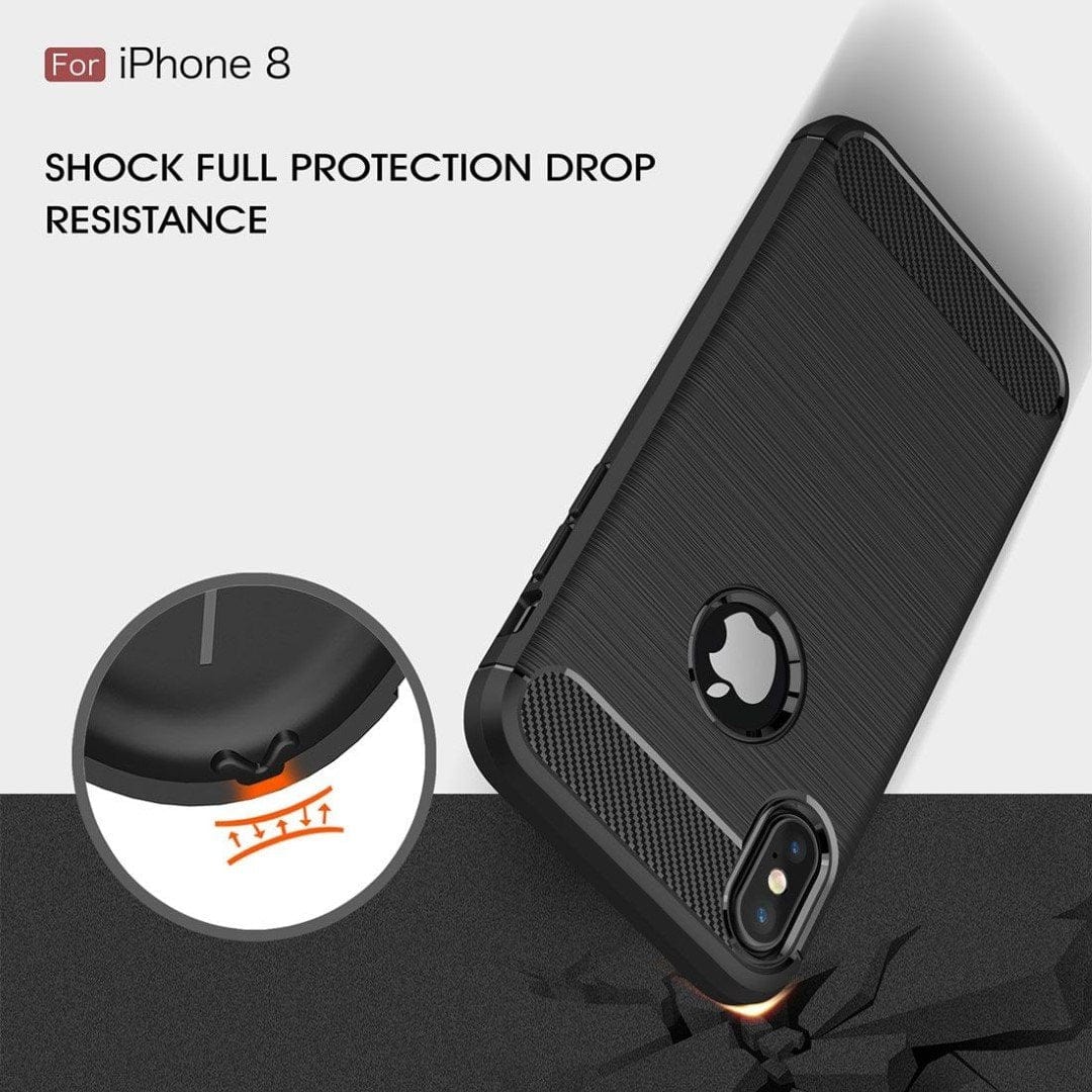 Tuff-Luv Brushed Carbon Fiber Style TPU Cover Case for iPhone X/XS Navy Blue J13_24