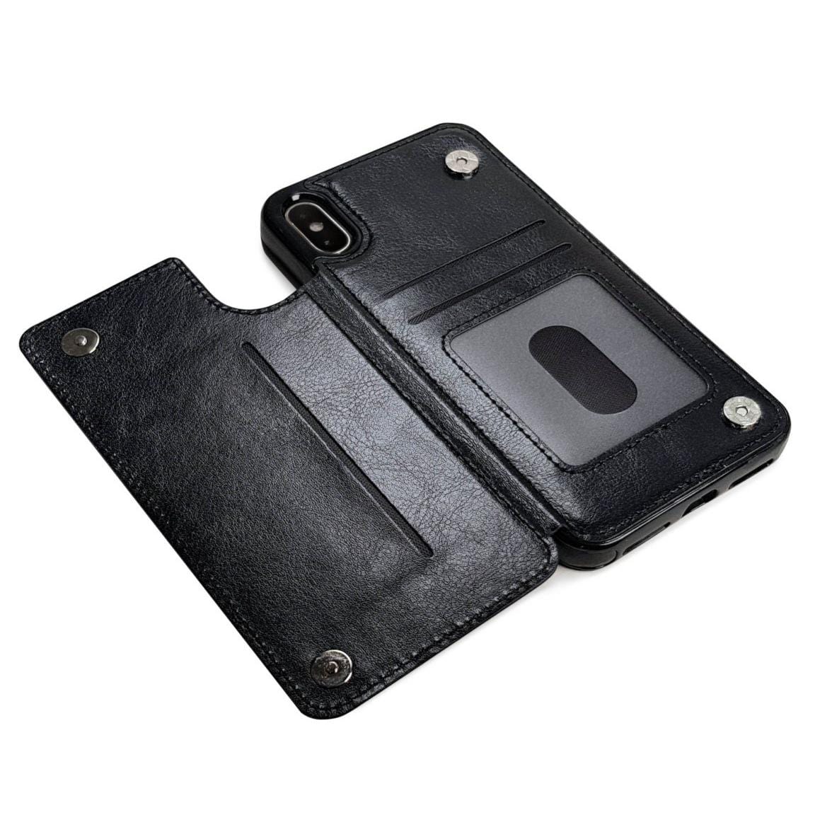 Tuff-Luv Go Slim Card n Cash Faux Leather Wallet Case for iPhone XS Max Black J13_81