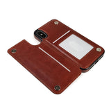 Tuff-Luv Go Slim Card n Cash Faux Leather Wallet Case for iPhone XS Max Brown J13_83