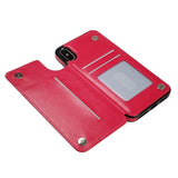 Tuff-Luv Go Slim Card n Cash Faux Leather Wallet Case for Apple iPhone XR Red J13_86