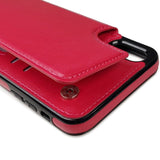 Tuff-Luv Go Slim Card n Cash Faux Leather Wallet Case for Apple iPhone XR Red J13_86