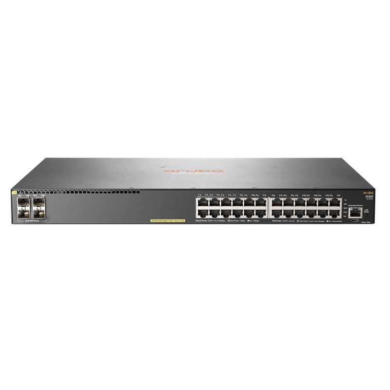 HPE Aruba 2930F 24G PoE+ 4SFP Managed Switch L3 Gigabit Ethernet Grey 1U PoE JL261A