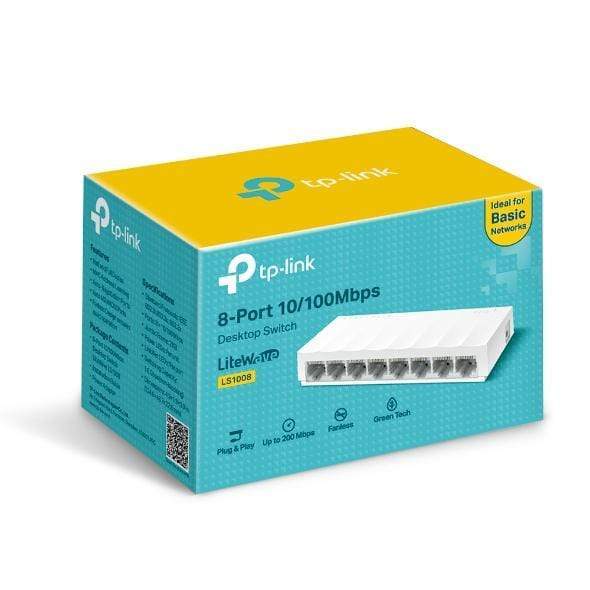 TP-Link LS1008 8-Port 10/100 Mbits Desktop Switch Unmanaged Network Fast Ethernet White