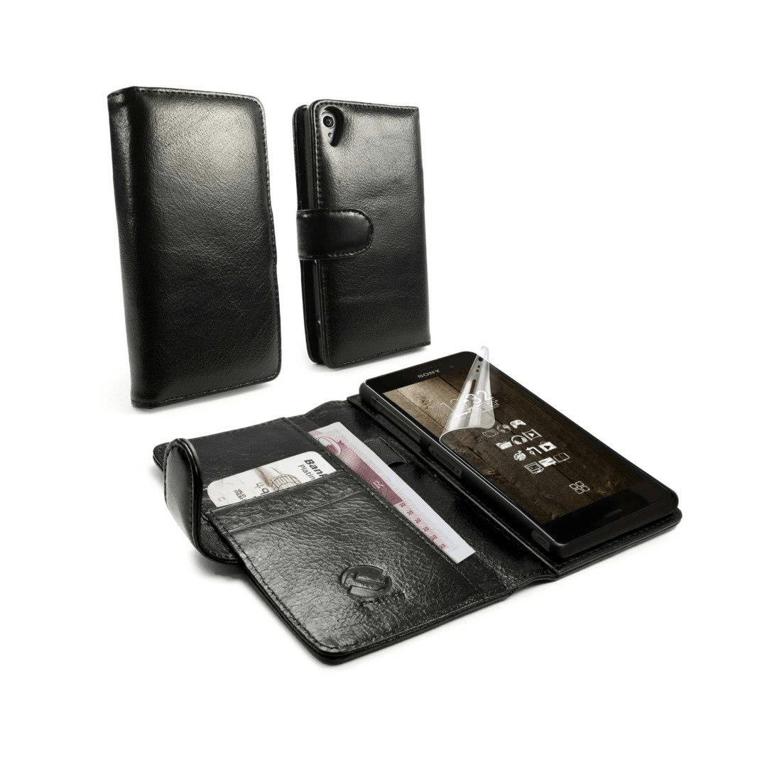 Tuff-Luv Personalised Leather Wallet Style Case for Sony Xperia Z3 & Dual Black LZR_J2_51