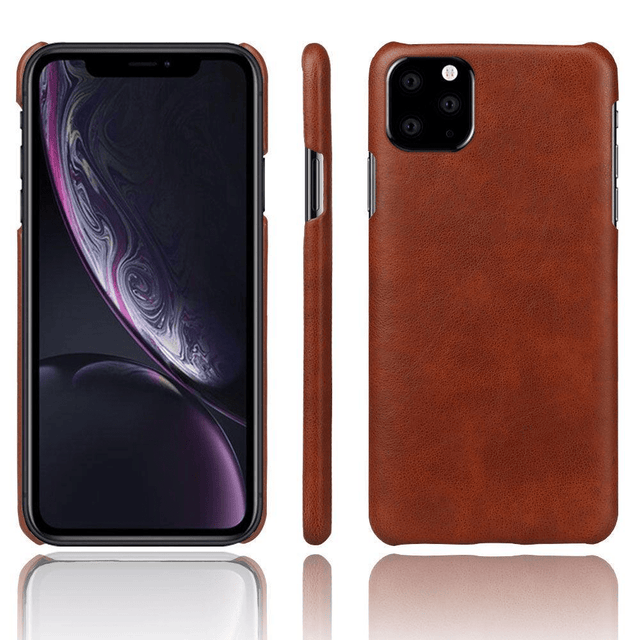 Tuff-Luv Slim Leather Shell Case Wrap Compatible With iPhone 11 Pro Brown M1336