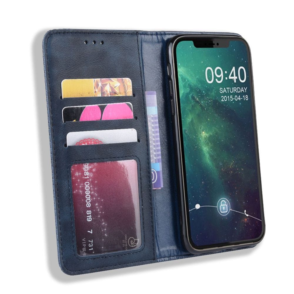 Tuff-Luv Horizontal Flip Leather Case with Wallet for iPhone 11 Blue M1342