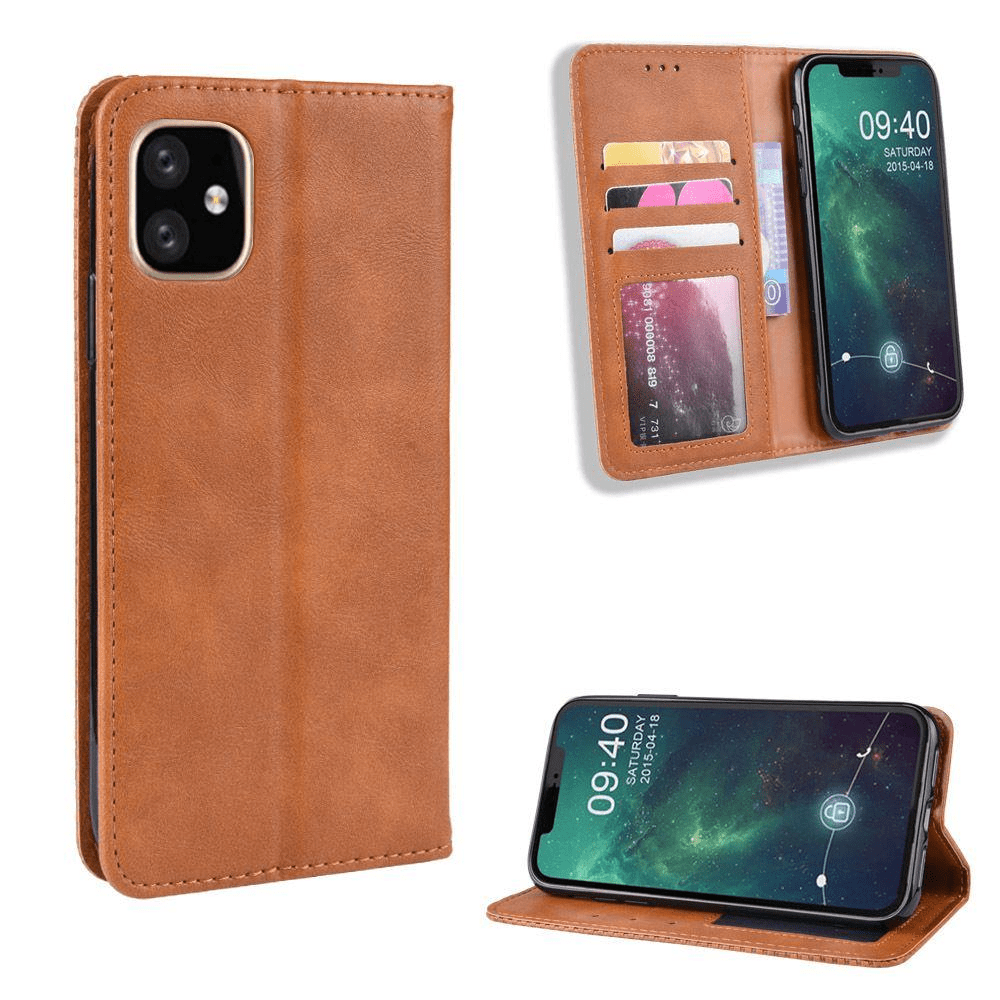 Tuff-Luv Horizontal Flip Leather Case Wallet for iPhone 11 Pro Max Brown M1352