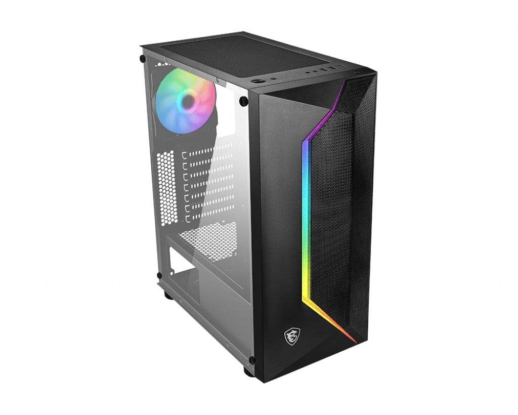 MSI MAG VAMPIRIC 100R 'V100R' Mid Tower Gaming 'Black, 1x 120mm ARGB PWM Fan, 1x 120mm PWM Fan, RGB Front Panel, Tempered Glass Panel, ATX, mATX, mini-ITX'