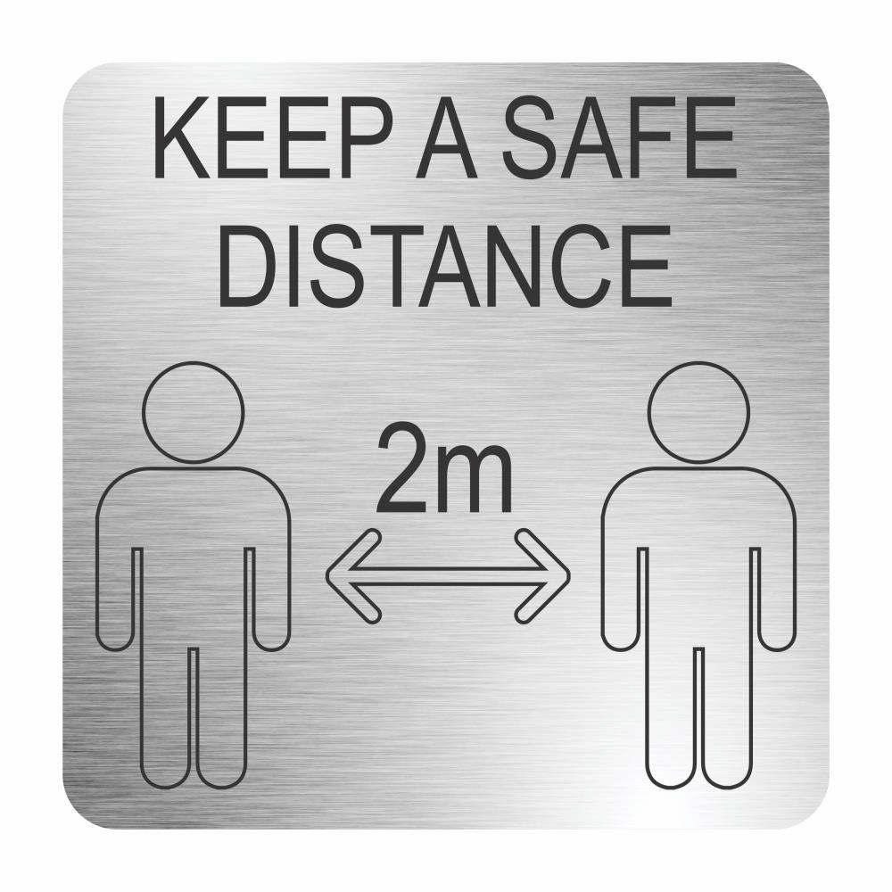 Parrot Safe Distance Sign 210x210mm Brushed ACP MEDSS03