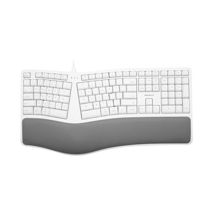 Macally Ergonomic Wired USB-A Keyboard with Palm Rest - MERGOKEY