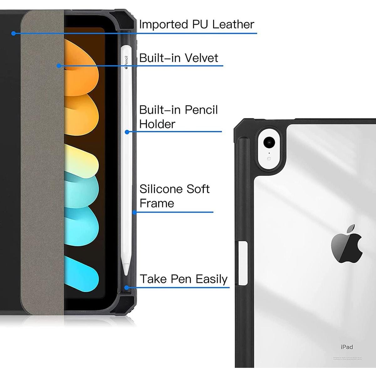 Tuff-Luv Folio Smart Case and Pen Holder for Apple iPad Mini 6