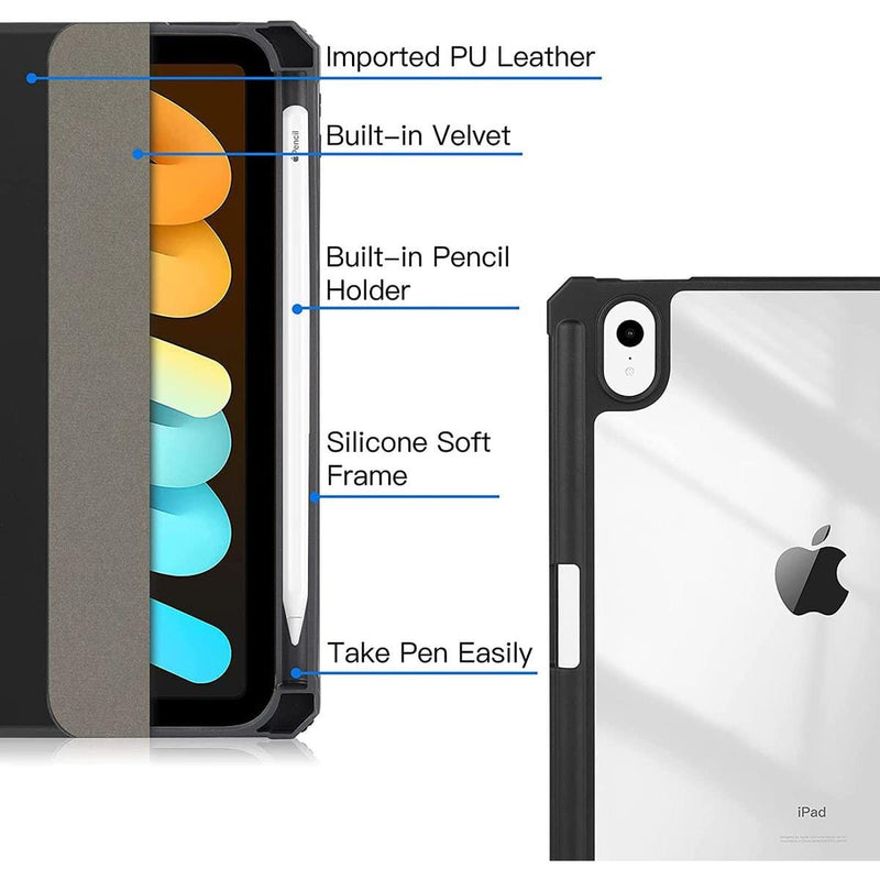 Tuff-Luv Folio Smart Case and Pen Holder for Apple iPad Mini 6 - Black MF666