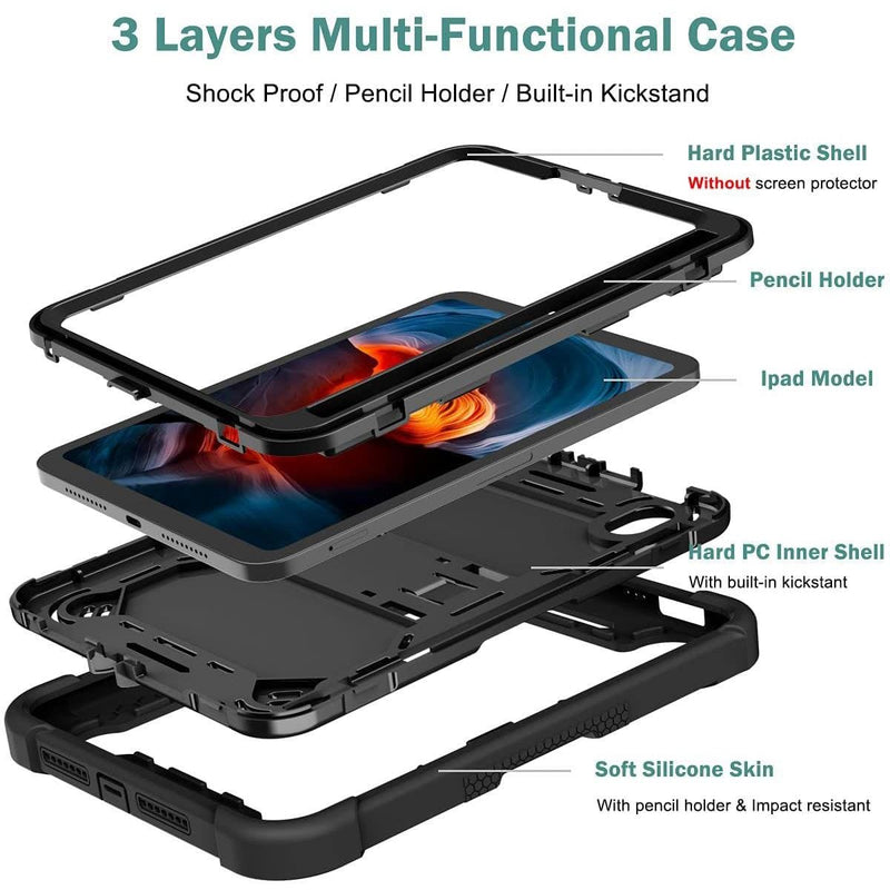 Tuff-Luv Rugged Armour Case and Stand for Apple iPad Mini 6 - Black MF676