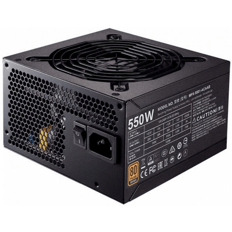 Cooler Master MWE 550 V2 80 PLUS Bronze 550W 20+4 pin ATX Black Power Supply MPE-5501-ACAAB-WO