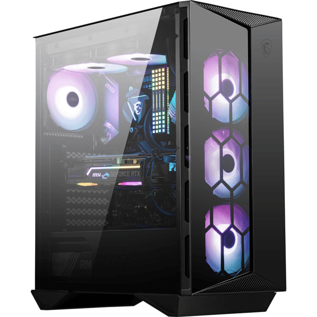 MSI MPG GUNGNIR 110R Mid Tower Gaming Black, USB 3.2 Gen2 Type C, 4x 120mm ARGB Fan, Mystic Light Sync, 1 to 6 ARGB Control board, 2x Tempered Glass Panels, ATX, mATX, mini-ITX