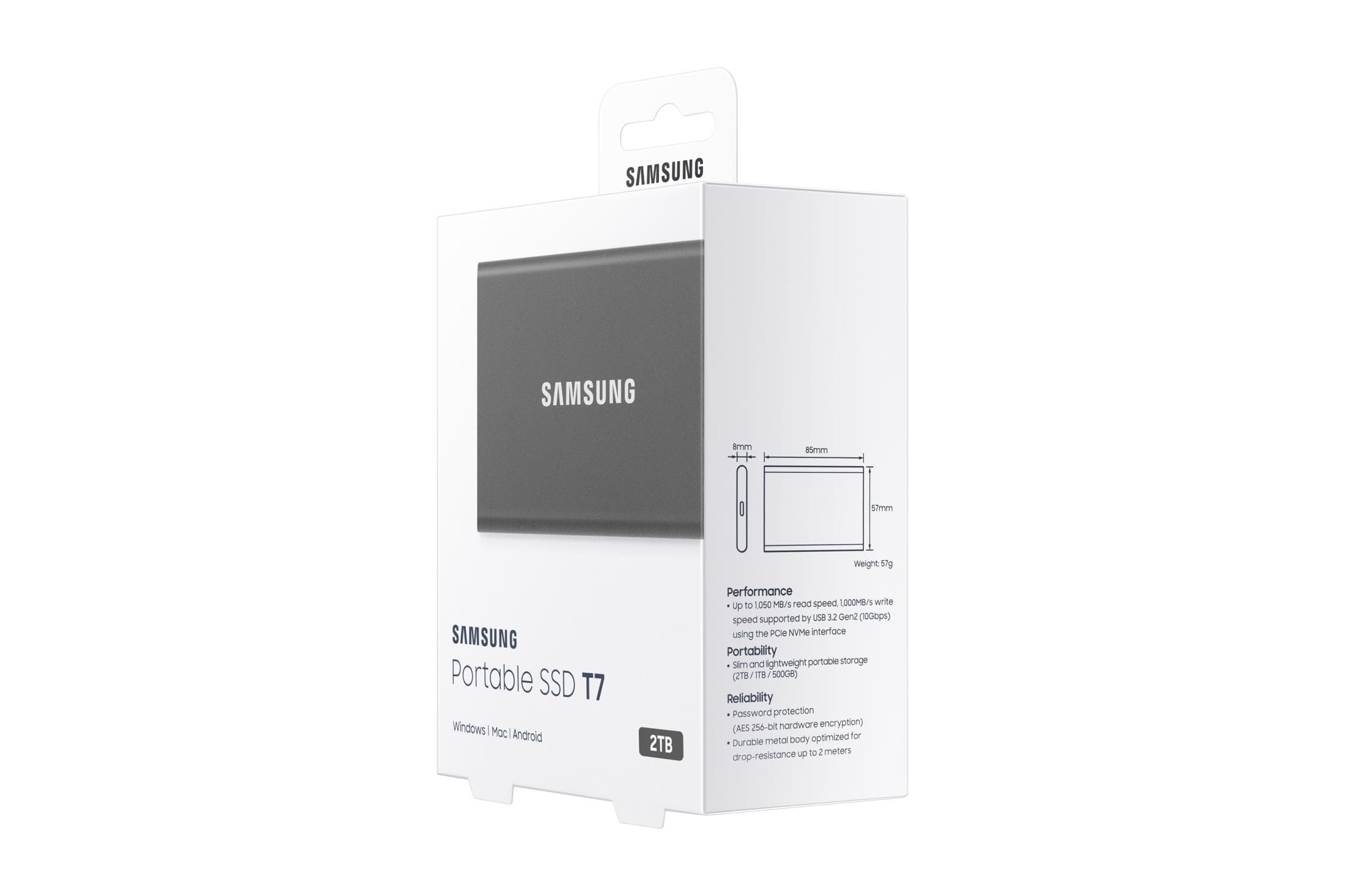 Samsung Portable SSD T7 2000 GB Grey – FirstShop