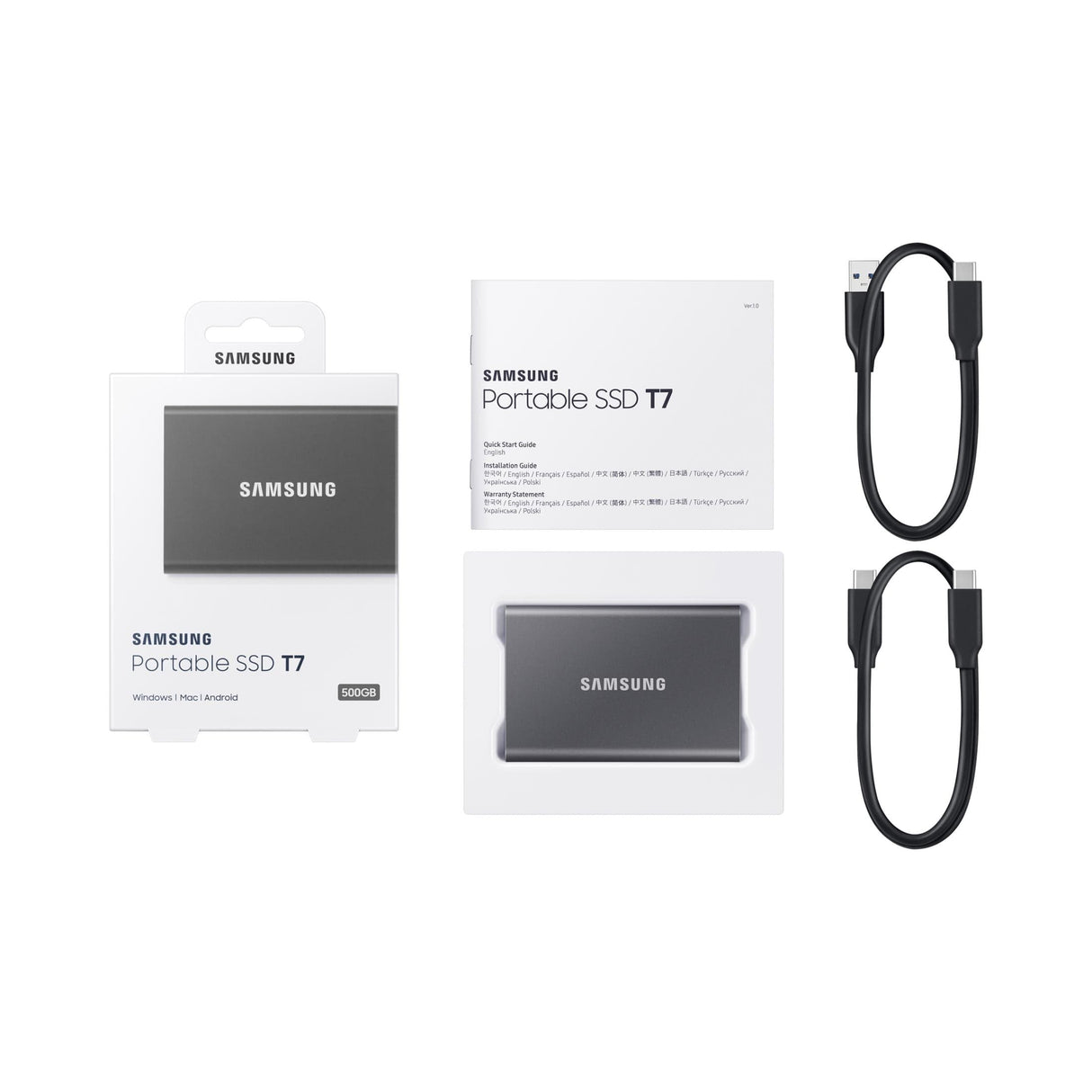 Samsung T7 500GB Gray USB 3.2 External SSD MU-PC500T