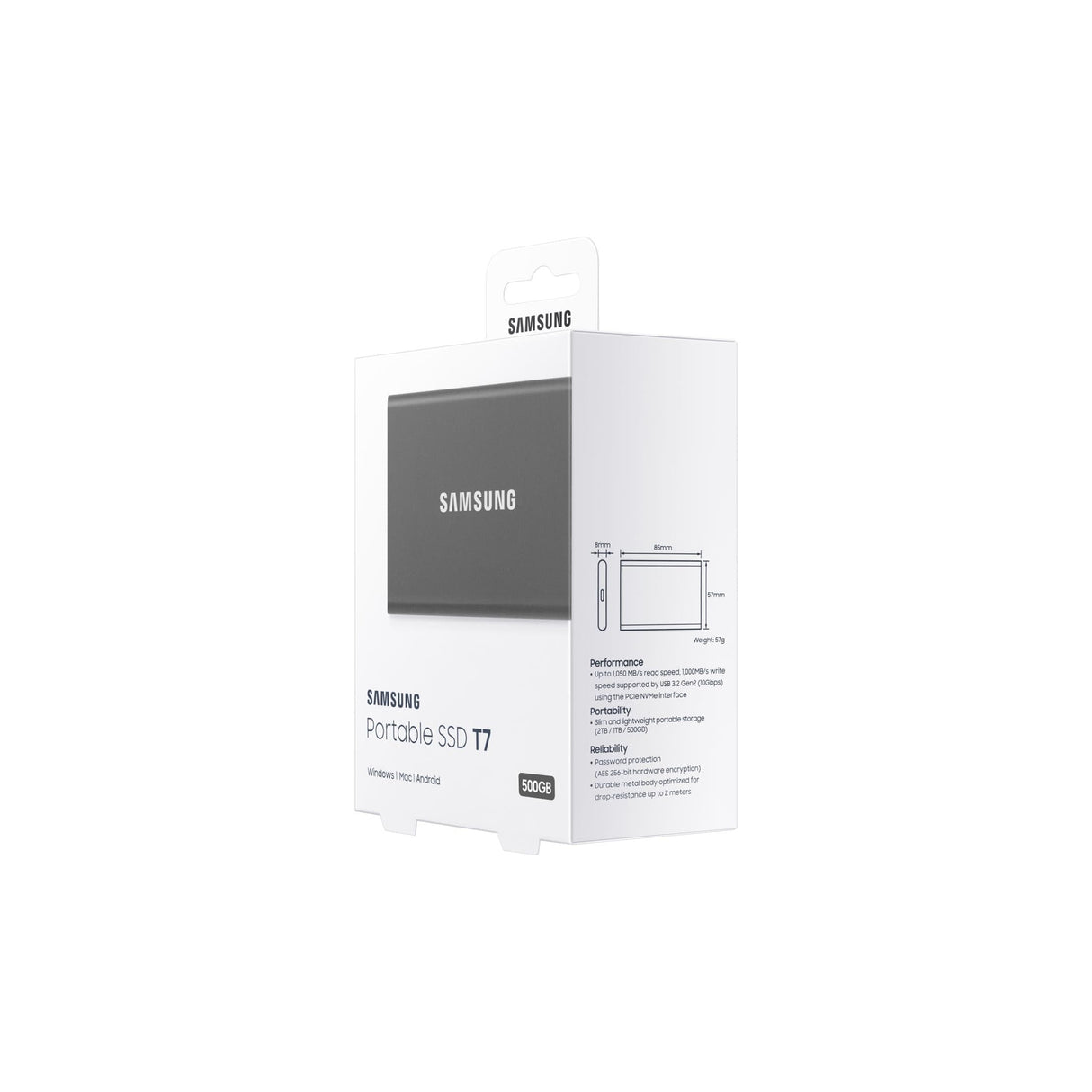 Samsung T7 500GB Gray USB 3.2 External SSD MU-PC500T