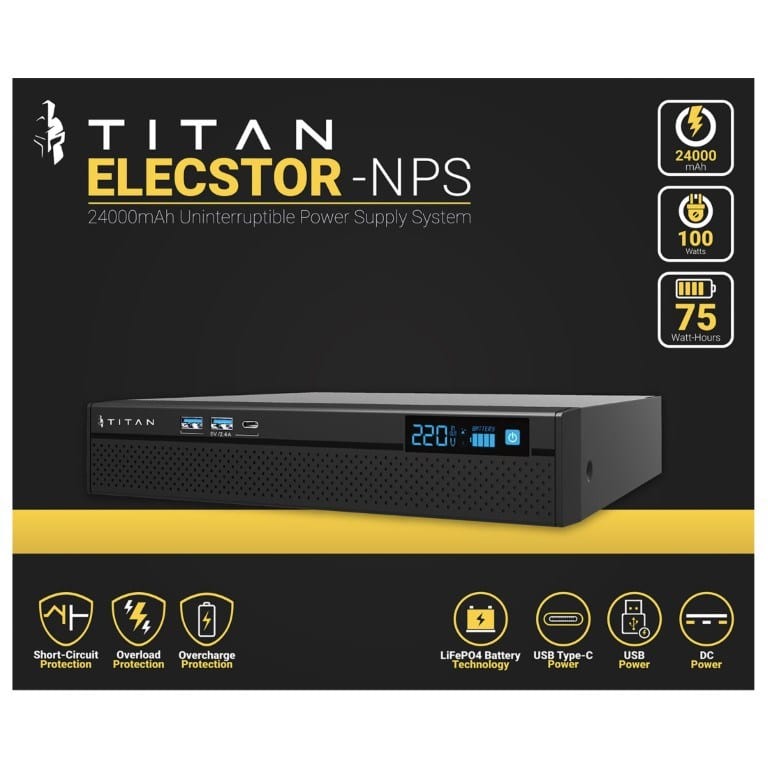 TITAN Elecstor NPS8012 100W 24000mAh 75WH Mini DC UPS