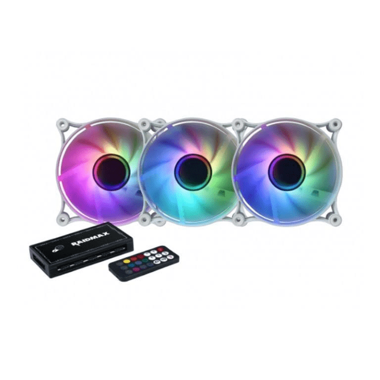 Raidmax 3-Pack 120mm ARGB Cooling Fans White NV-IT120FWR3