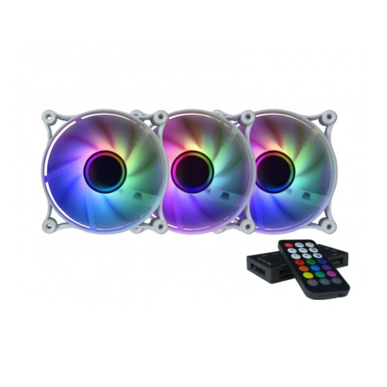 Raidmax 3-Pack 120mm ARGB Cooling Fans White NV-IT120FWR3