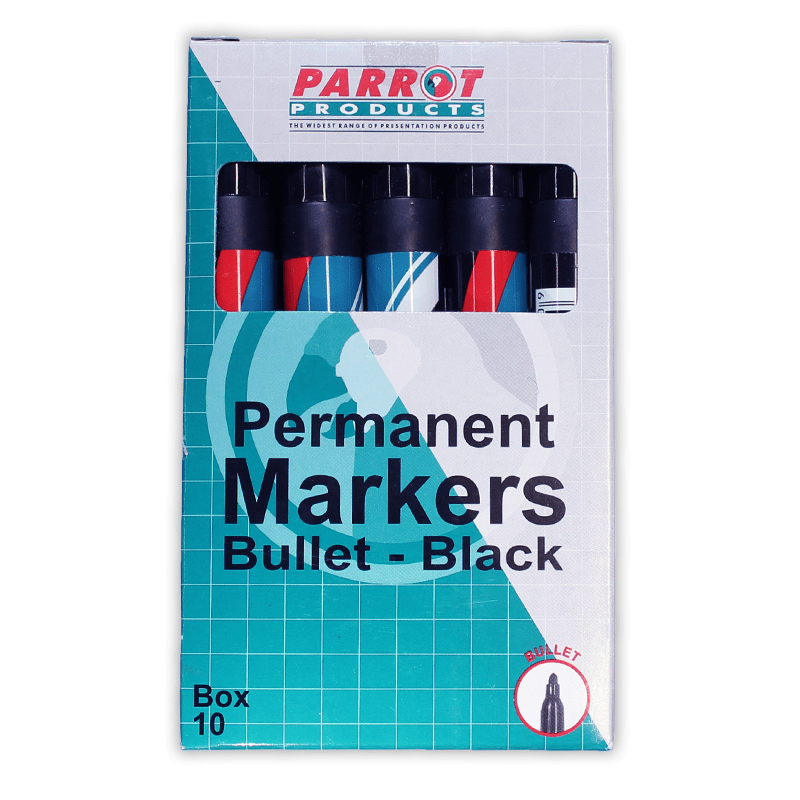Parrot Permanent Markers Bullet Tip Black 10-pack PP1001B